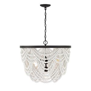 Meridian 5 Light Chandelier in White with Oil Rubbed Bronze