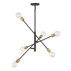 6-Light Chandelier in Oil Rubbed Bronze with Natural Brass