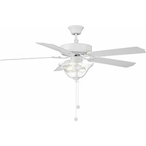 M2019WHRV by Meridian Lighting, white ceiling fan with clear glass
