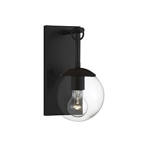 Outdoor Wall Light in Matte Black with Clear Glass