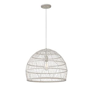 1-Light Pendant in White Rattan with A White Socket 