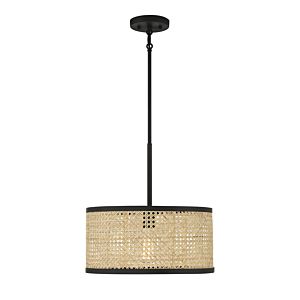 Meridian 1 Light Pendant in Natural Cane with Matte Black