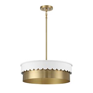 4-Light Pendant in White and Natural Brass
