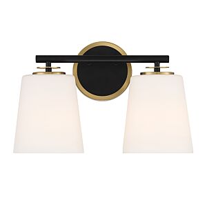 2-Light Bathroom Vanity Light in Matte Black and Natural Brass