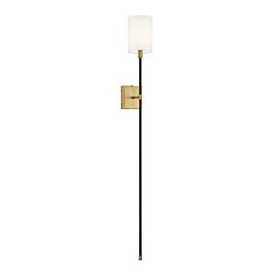 Meridian 1 Light Wall Sconce in Black with Natural Brass Accents