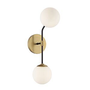 2-Light Wall Sconce in Matte Black and Natural Brass