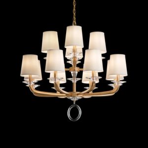 Schonbek Emilea 12 Light Chandelier in French Gold with Clear Optic Crystals