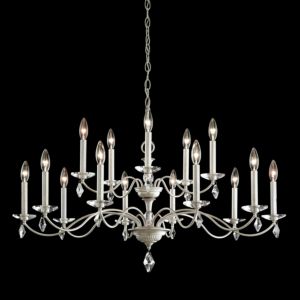 Schonbek Modique 15 Light Chandelier in Antique Silver with Clear Heritage Crystals