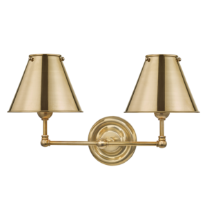 Hudson Valley Classic No.1 by Mark D. Sikes 2 Light Wall Lamp in Aged Brass