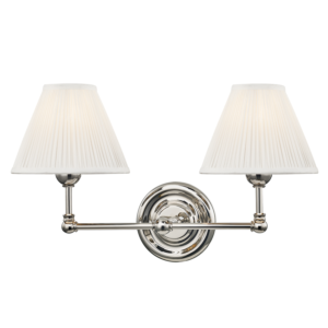 Hudson Valley Classic No.1 by Mark D. Sikes 2 Light Wall Lamp in Polished Nickel