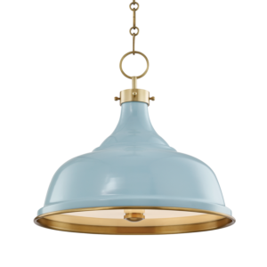 Hudson Valley Painted No.1 by Mark D. Sikes 18 Inch Pendant in Aged Brass and Blue Bird