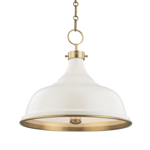 Hudson Valley Painted No.1 by Mark D. Sikes 18 Inch Pendant in Aged Brass and Off White