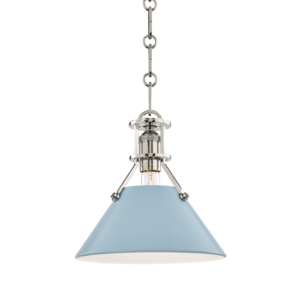 Hudson Valley Painted No.2 by Mark D. Sikes 9.5 Inch Mini Pendant in Polished Nickel and Blue Bird