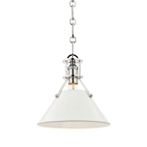 Hudson Valley Painted No.2 by Mark D. Sikes 9.5 Inch Mini Pendant in Polished Nickel and Off White