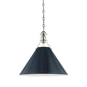  Painted No.2 by Mark D. Sikes Pendant in Polished Nickel and Darkest Blue