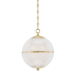 Sphere No. 3 1-Light Pendant in Aged Brass