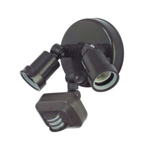 2-Light Architectural Bronze Adjustable Arm Floodlight With Motion Sensor