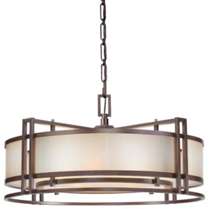Metropolitan Underscore Art Deco Drum Pendant Light in Cimmaron Bronze