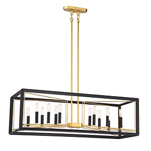 Metropolitan Sable Point 12 Light Pendant Light in Sand Black with Honey Gold Accents