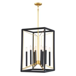 Metropolitan Sable Point 8 Light Pendant Light in Sand Black with Honey Gold Accents
