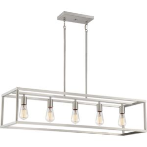 Quoizel New Harbor 5 Light 38 Inch Kitchen Island Light in Brushed Nickel