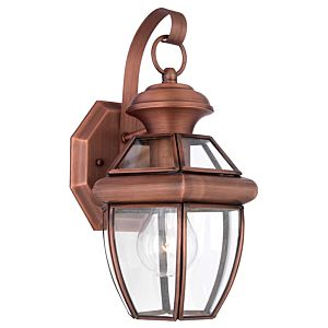 Newbury 1-Light Outdoor Wall Lantern in Aged Copper