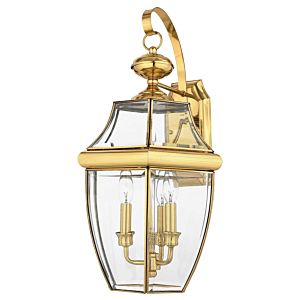 Newbury 3-Light Outdoor Wall Lantern in Polished Brass