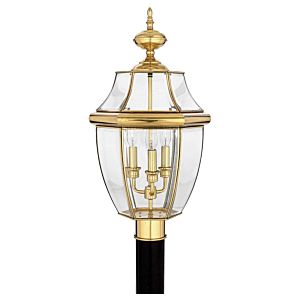 Quoizel Newbury 3 Light 13 Inch Outdoor Post Light in Polished Brass