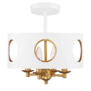  Odelle Ceiling Light in Matte White And Antique Gold