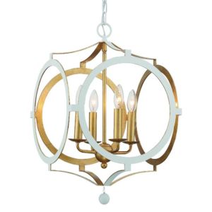Crystorama Odelle 4 Light 22 Inch Transitional Chandelier in Matte White And Antique Gold
