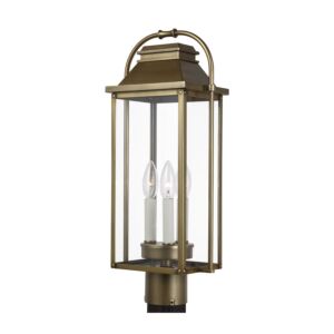 Wellsworth 3-Light Post Lantern in Painted Distressed Brass