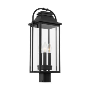 Wellsworth 3-Light Outdoor Post Lantern in Textured Black