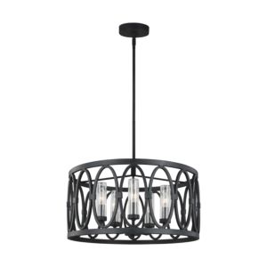 Patrice 5 Light Outdoor Hanging Light in Dark Weathered Zinc by Sean Lavin