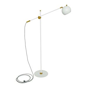 House of Troy Orwell 59 Inch Floor Lamp in White with Weathered Brass Accents