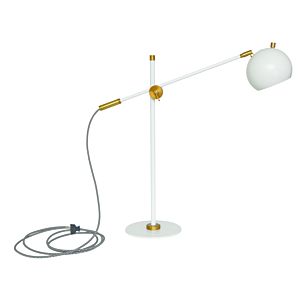 House of Troy Orwell 28 Inch Table Lamp in White with Weathered Brass Accents