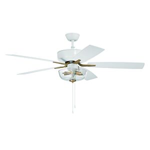 Craftmade Pro Plus fan 2-Light Ceiling Fan with Blades Included in White with Satin Brass