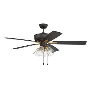Craftmade Pro Plus fan 4-Light Ceiling Fan with Blades Included in Flat Black with Satin Brass