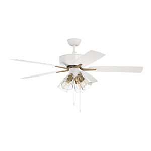 Craftmade Pro Plus fan 4-Light Ceiling Fan with Blades Included in White with Satin Brass