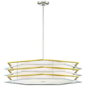 George Kovacs Levels 32 Inch Pendant Light in Polished Nickel with Honey Gold
