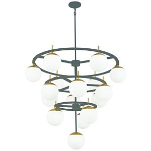 George Kovacs Alluria 16 Light 36 Inch Transitional Chandelier in Weathered Black with Autumn Gold