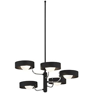 George Kovacs Lift Off 5 Light Chandelier in Sand Coal and Polished Nickel