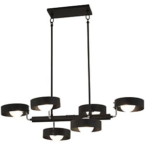 George Kovacs Lift Off 6 Light Kitchen Island Light in Sand Coal and Polished Nickel