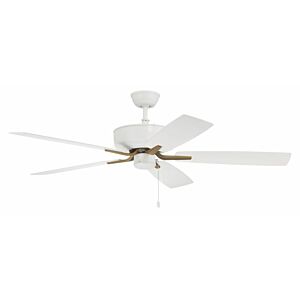 Craftmade Pro Plus 52" Fan Ceiling Fan with Blades Included in White with Satin Brass