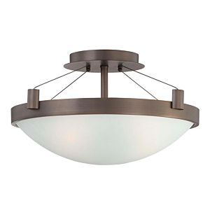 George Kovacs Suspended 3 Light 17 Inch Ceiling Light in Copper Bronze Patina