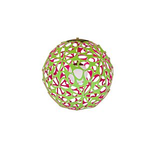 Modern Forms Groovy 24 Inch Pendant Light in Green and Pink and Aged
