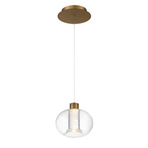 Crater 1-Light LED Pendant in Aged Brass