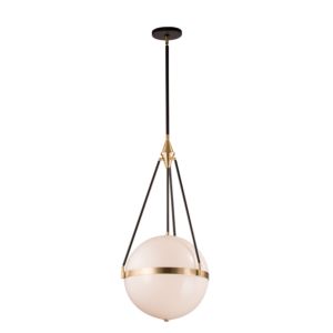 Alora Harmony 4 Light Pendant Light in Classic Black And Natural Brass With Opal Glass