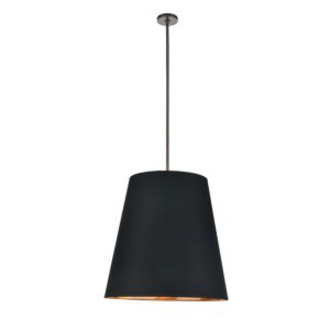 Alora Calor 3 Light Pendant Light in Urban Bronze With Black Linen And Gold Parchment Shade