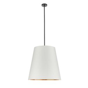 Alora Calor 3 Light Pendant Light in Urban Bronze With White Linen And Gold Parchment Shade