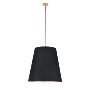 Alora Calor 3 Light Pendant Light in Vintage Brass With Black Linen And Gold Parchment Shade